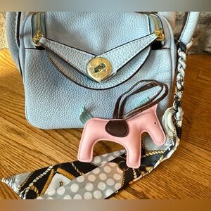 Light Blue pebbled leather Shoulder/ crossbody Bag.
